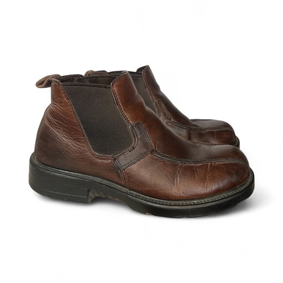 GBX Chelsea Boots Chunky Lug Brown Leather Mens 10.5 M Slip On Pre Owned Soft - Picture 1 of 8